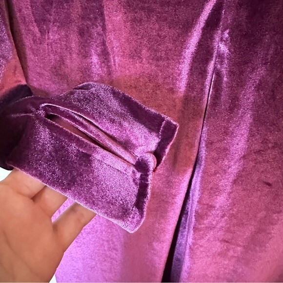 Rachel Parcell Purple Midi Dress Long sleeve stretch velvet sheath Sz Large - Picture 13 of 13